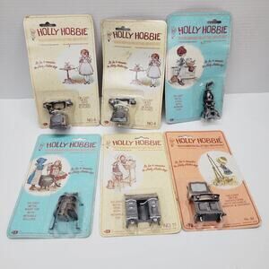 Vtg 1970s Holly Hobbie Old Fashioned Collector Miniature Metal Die Cast Lot of 6